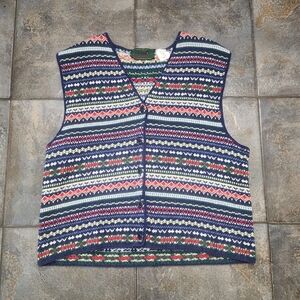 Vintage 90s Northern Reflections Women's XL Colrful Button Up Sweater Vest